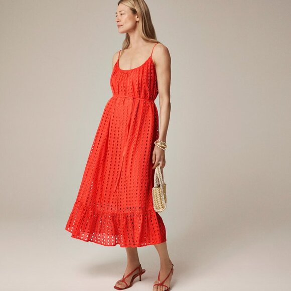 J. Crew Oval eyelet midi dress Size L - Picture 1 of 8